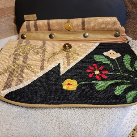 VTG Patricia Smith 1980 Needlepoint Moon Bag With Handpainted Lacquered Flap - Picture 12 of 15